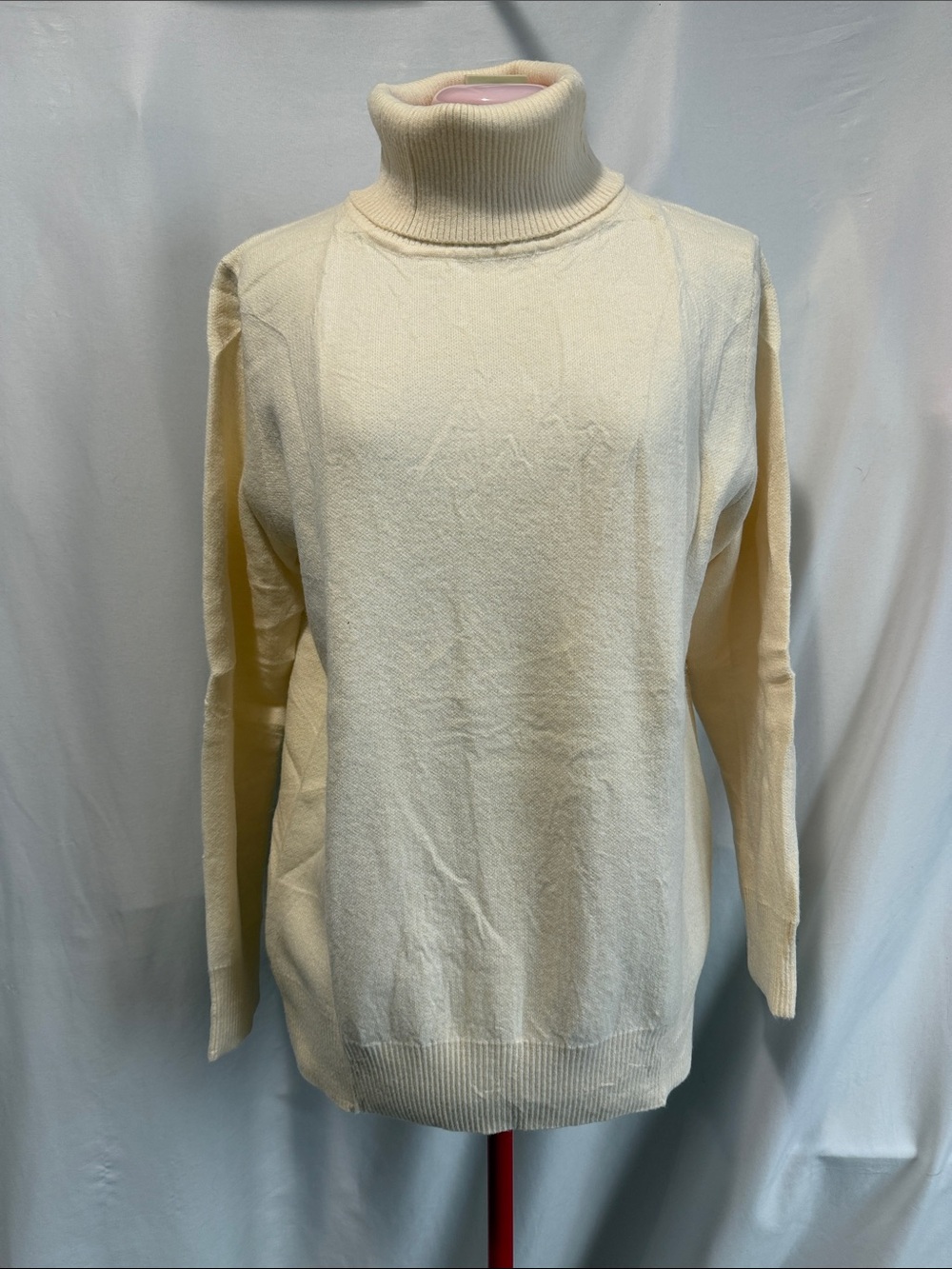 Women's Cream Turtleneck Sweater - Classic Cozy Knit